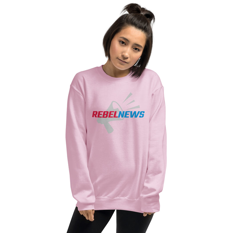 Load image into Gallery viewer, Rebel News Logo Horn Background Unisex Sweatshirt