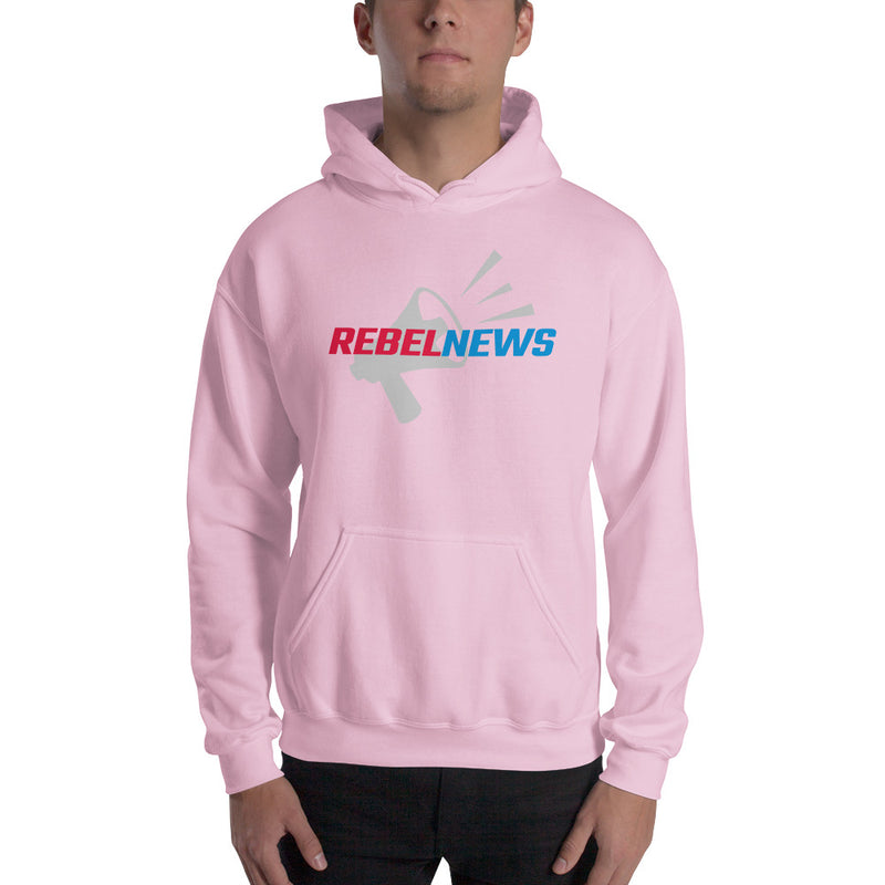Load image into Gallery viewer, Rebel News Logo Horn Background- Unisex Hoodie