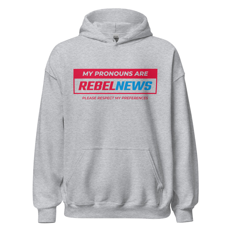 Load image into Gallery viewer, My Pronouns Are Rebel News- Unisex Hoodie