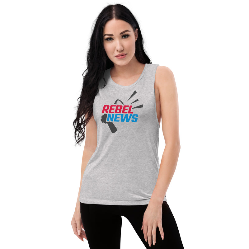 Load image into Gallery viewer, Rebel News Horn Logo Women's Muscle Tank