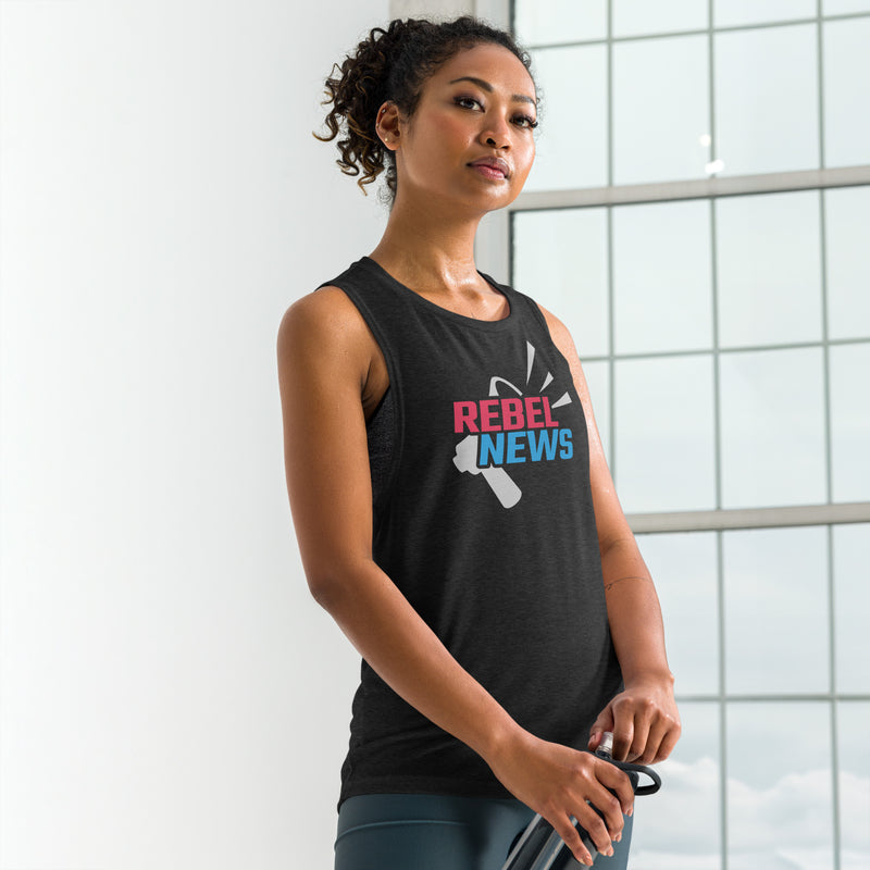 Load image into Gallery viewer, Rebel News Horn Logo Women's Muscle Tank