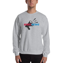 Load image into Gallery viewer, Rebel News Logo Horn Background- Unisex Crew Neck
