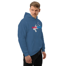 Load image into Gallery viewer, Rebel News Logo Horn Background- Unisex Hoodie
