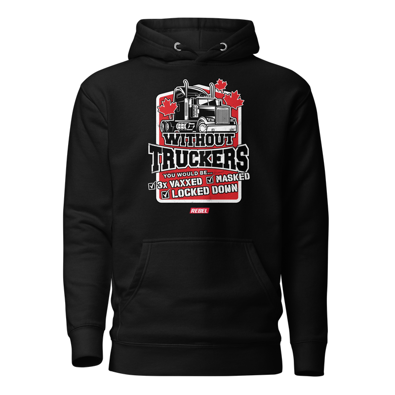 Load image into Gallery viewer, Without Truckers Unisex Hoodie
