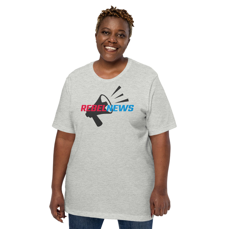 Load image into Gallery viewer, Rebel News Logo Horn Background- Unisex T-Shirt
