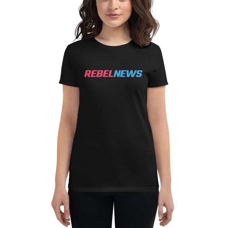 Load image into Gallery viewer, Rebel News Typography Logo- Women&#39;s Fitted T-Shirt
