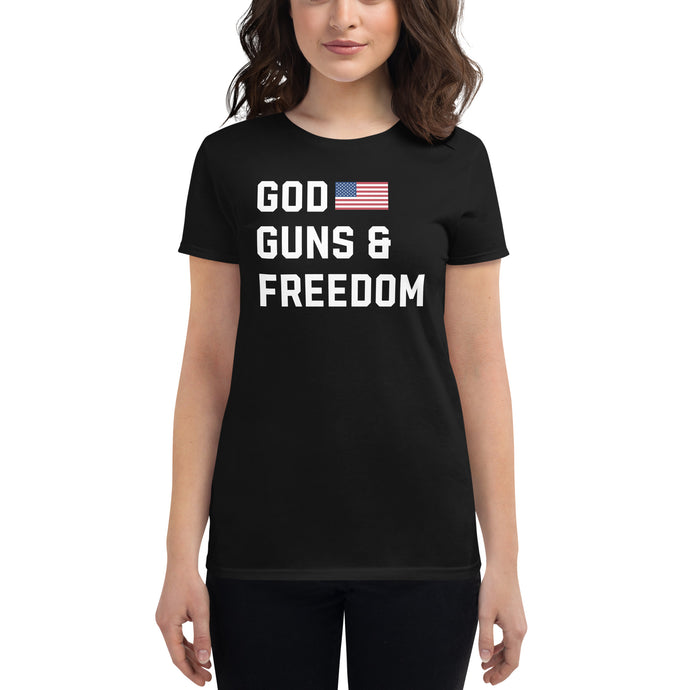 God, Guns & Freedom America- Women's Fitted T-Shirt