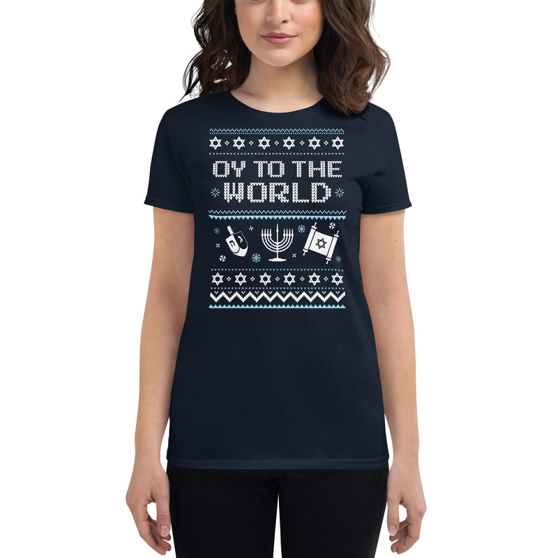 Load image into Gallery viewer, Oy To The World- Women&#39;s Fitted T-Shirt
