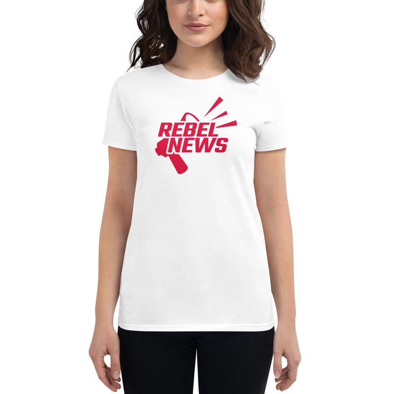 Load image into Gallery viewer, Rebel News Horn Logo- Women&#39;s Fitted T-Shirt
