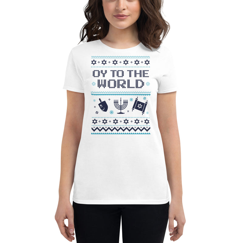 Load image into Gallery viewer, Oy To The World- Women&#39;s Fitted T-Shirt
